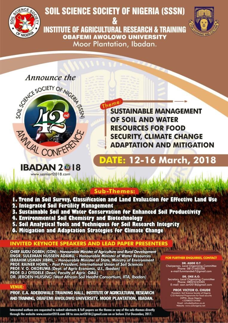 42nd Annual Conference of the Soil Science Society of Nigeria (SSSN