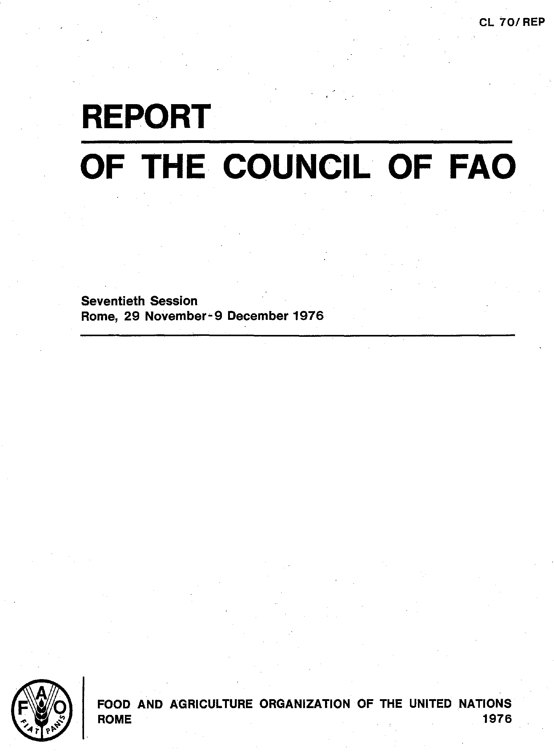 REPORT OF THE COUNCIL OF FAO