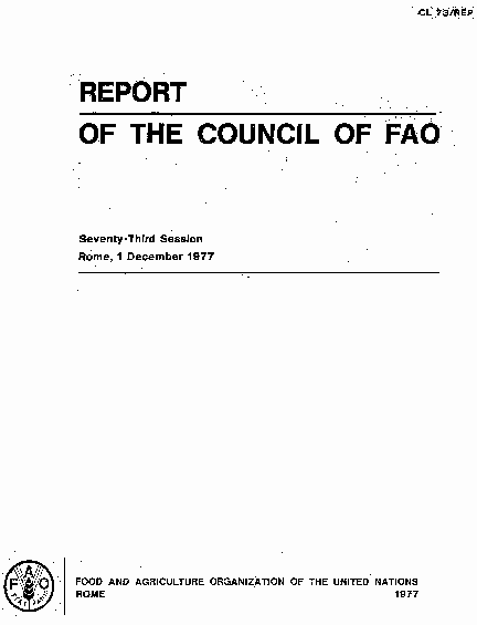 REPORT OF THE COUNCIL OF FAO