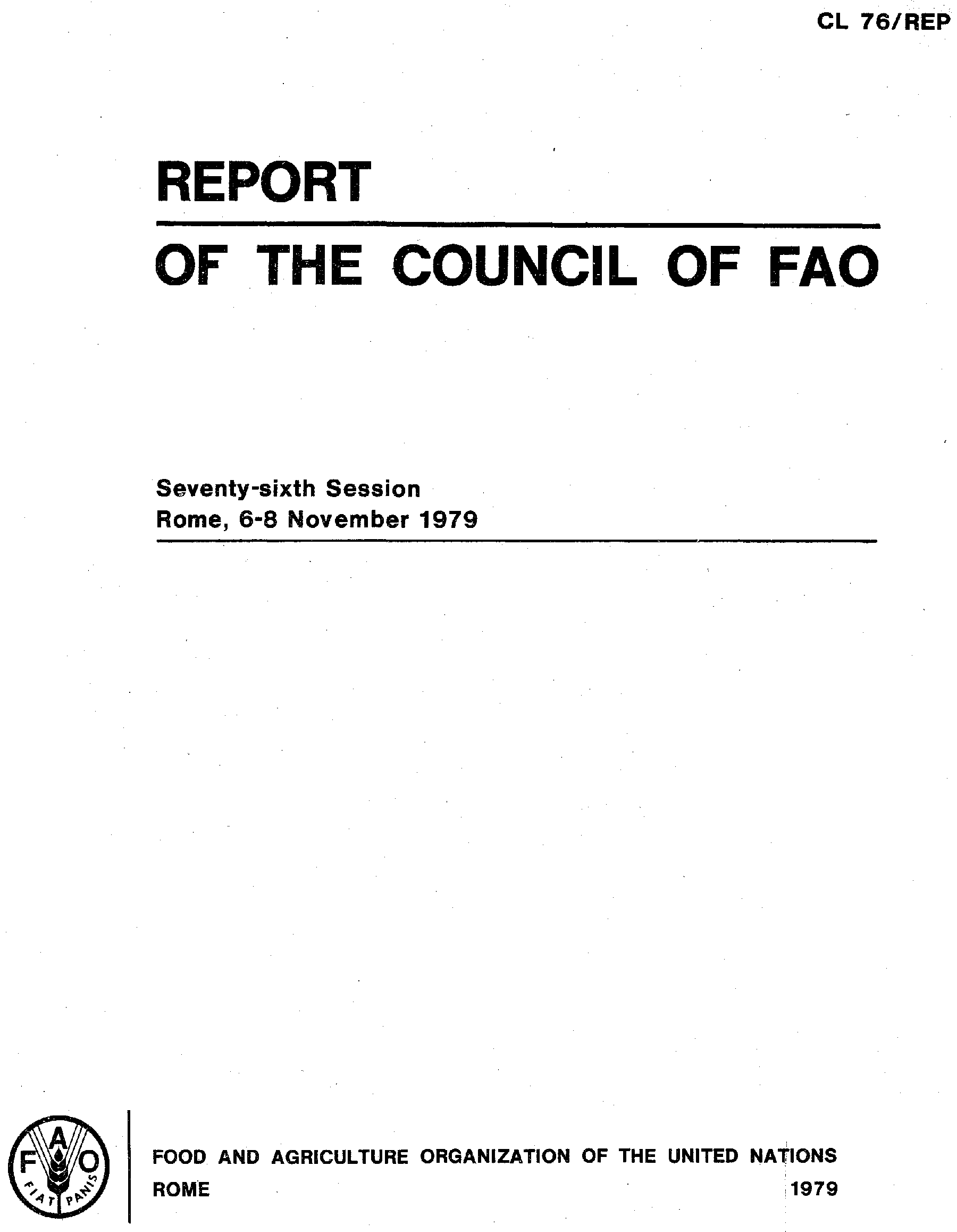 REPORT OF THE COUNCIL OF FAO