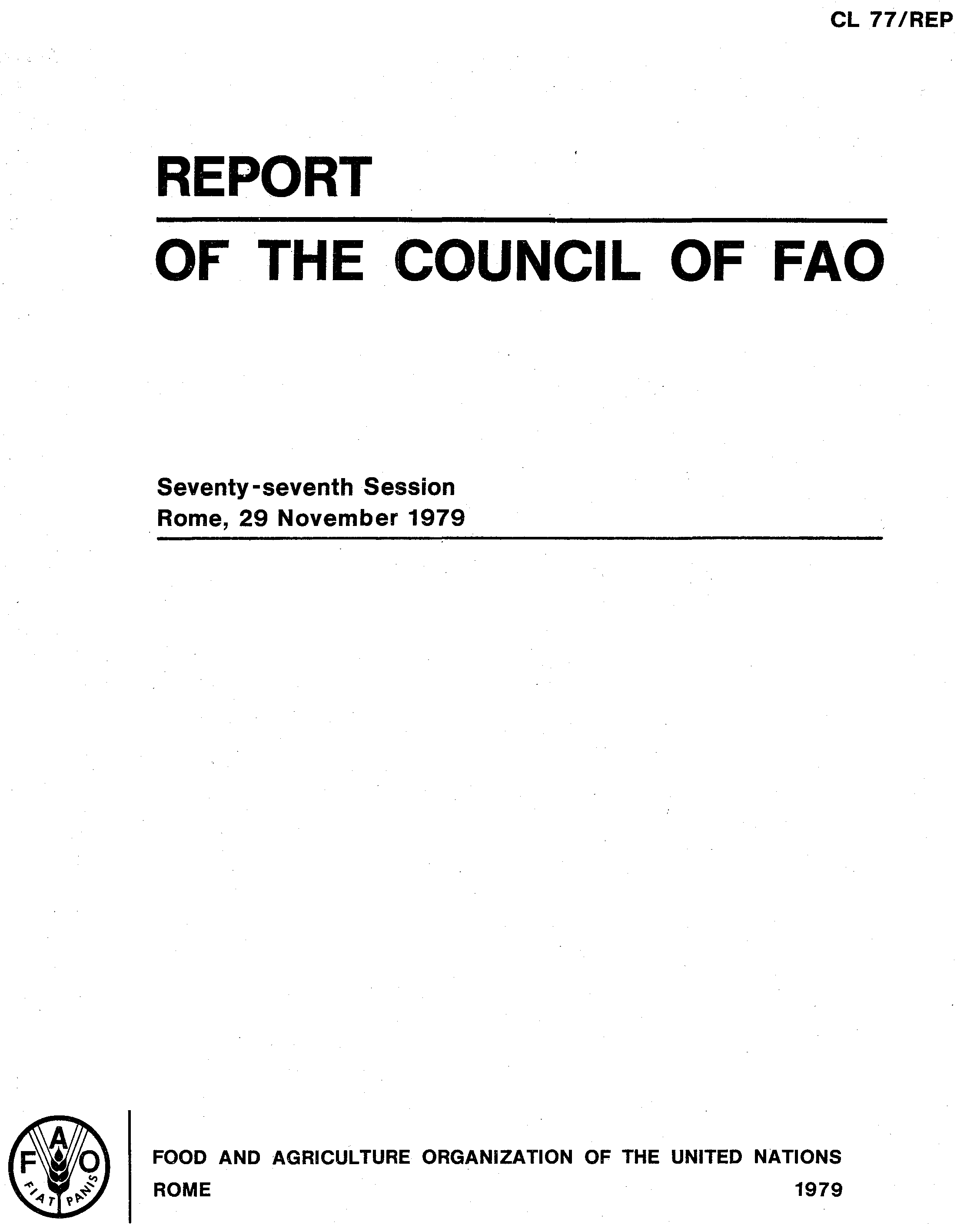 REPORT OF THE COUNCIL OF FAO