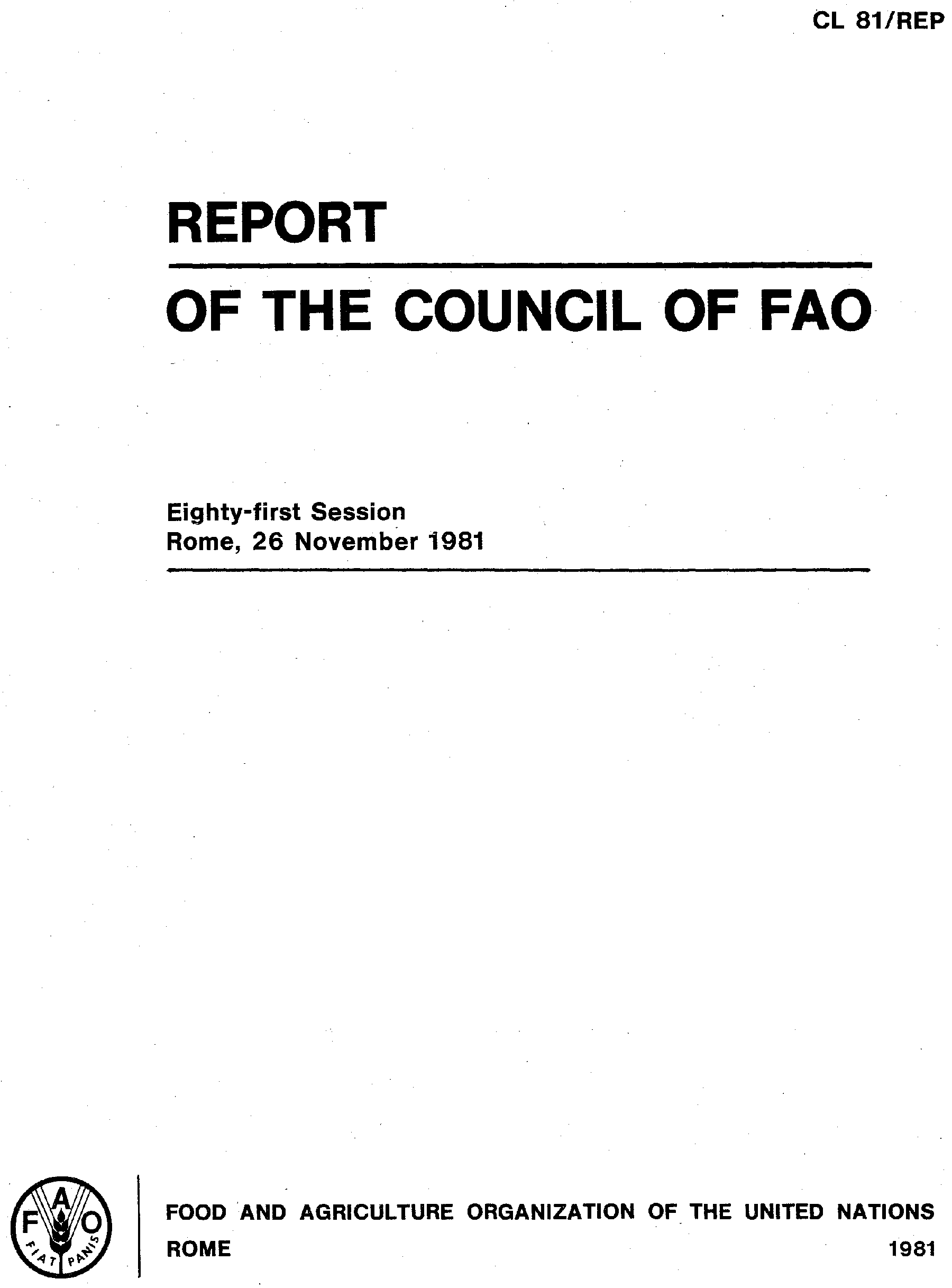 REPORT OF THE COUNCIL OF FAO