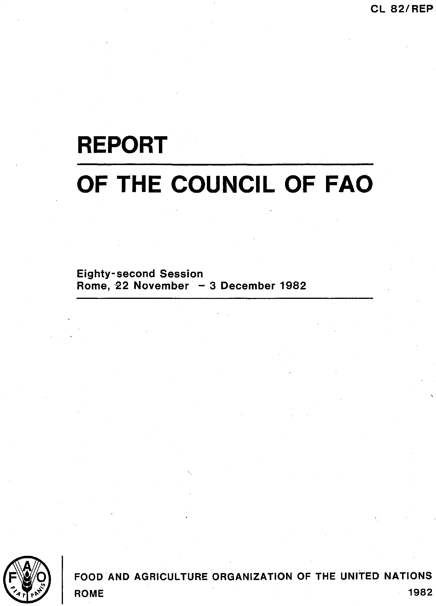 REPORT OF THE COUNCIL OF FAO