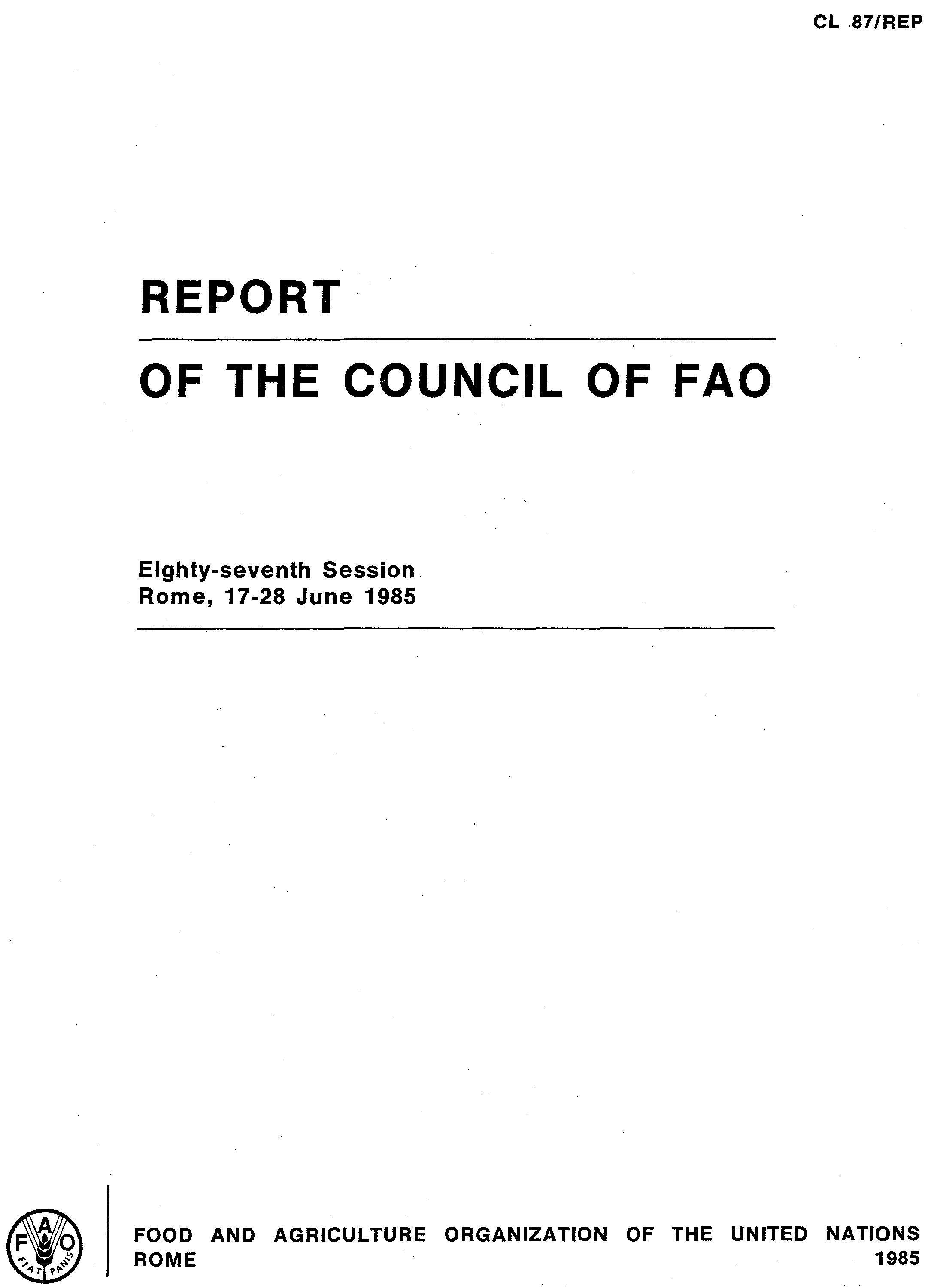  REPORT OF THE COUNCIL OF FAO 