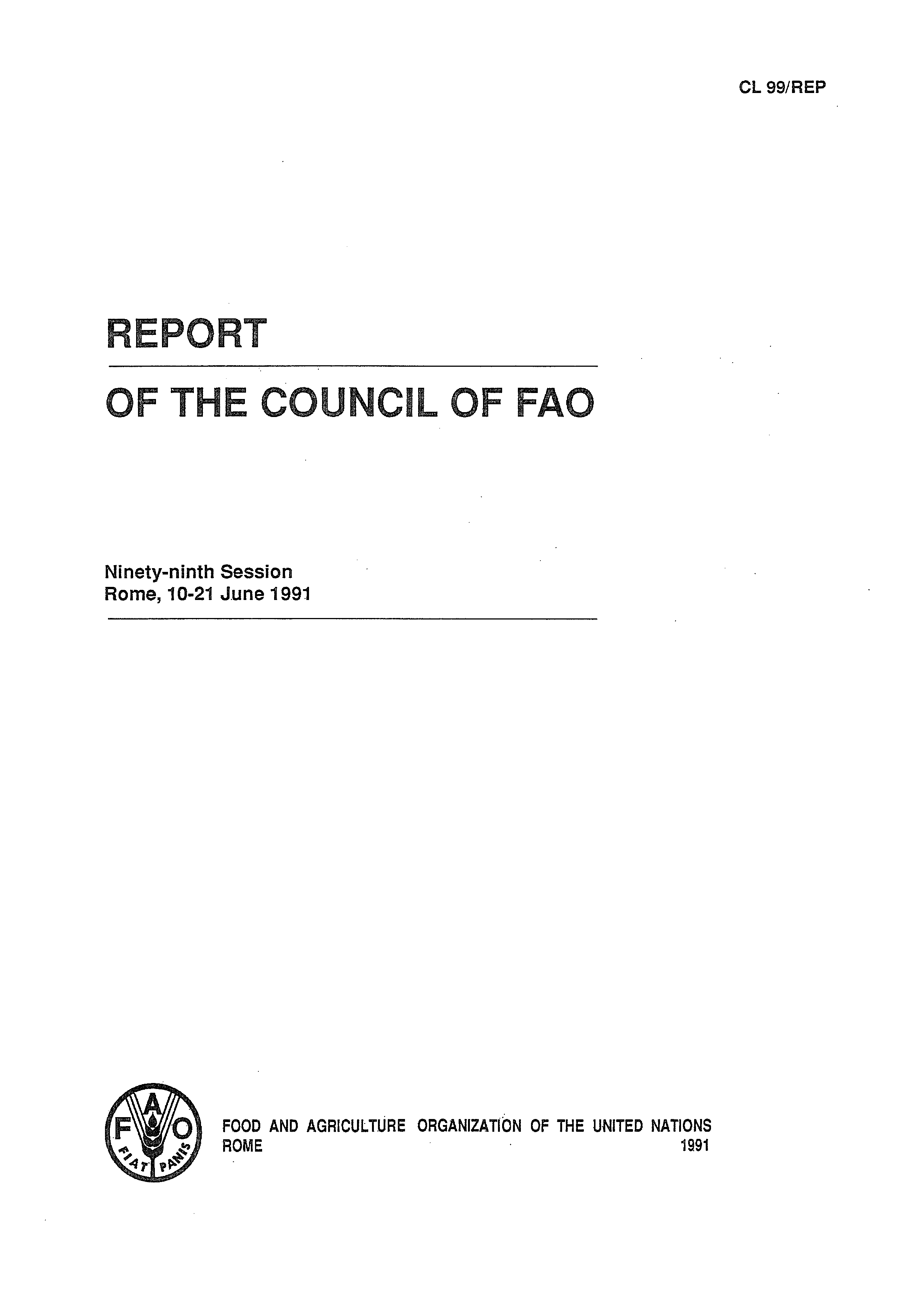  REPORT OF THE COUNCIL OF FAO  