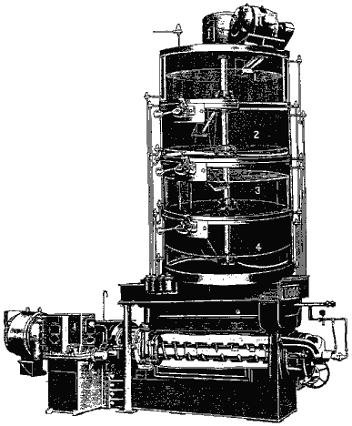 Fig 7: Oil expeller (screw press) with cooker-dryer<br>(Courtesy of FRENCH Oil Mill Machinery Co.)