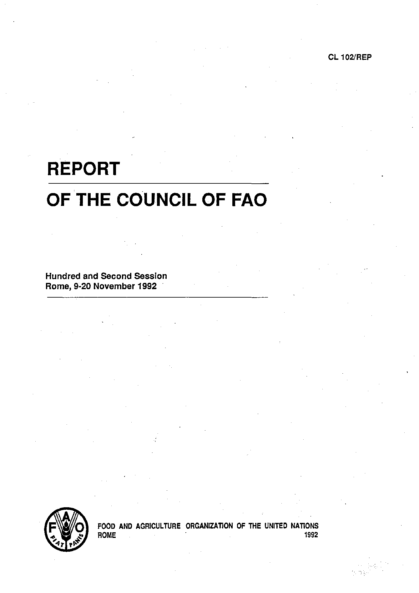   REPORT OF THE COUNCIL OF FAO  