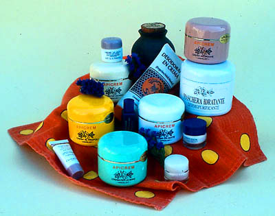 Various types of creams containing primary bee products.