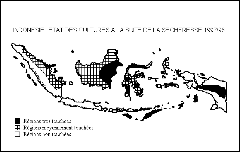 Carte de l'tat des cultures  la suite de la scheresse