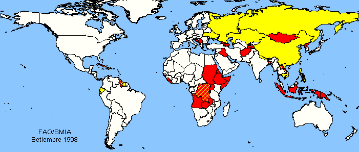 Mapa de los paises afectados