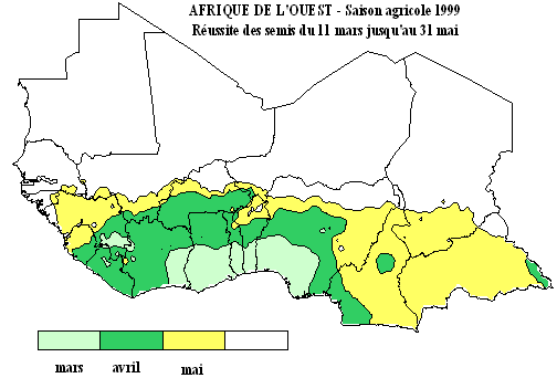 Carte de réussite des semis du 11 mars au 31 mai 1999