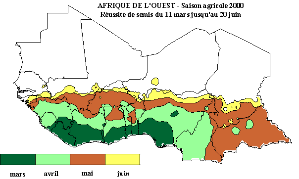 Carte de réussite des semis du 11 mars au 31 mai 2000