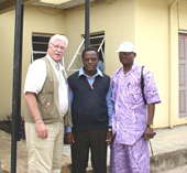 Left to right: Aquaculture and Inland Fisheries Project staff, Messrs Miller, Asala and Atanda