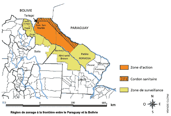 Rgion de zonage  la frontire entre le Paraguay et la Bolivie