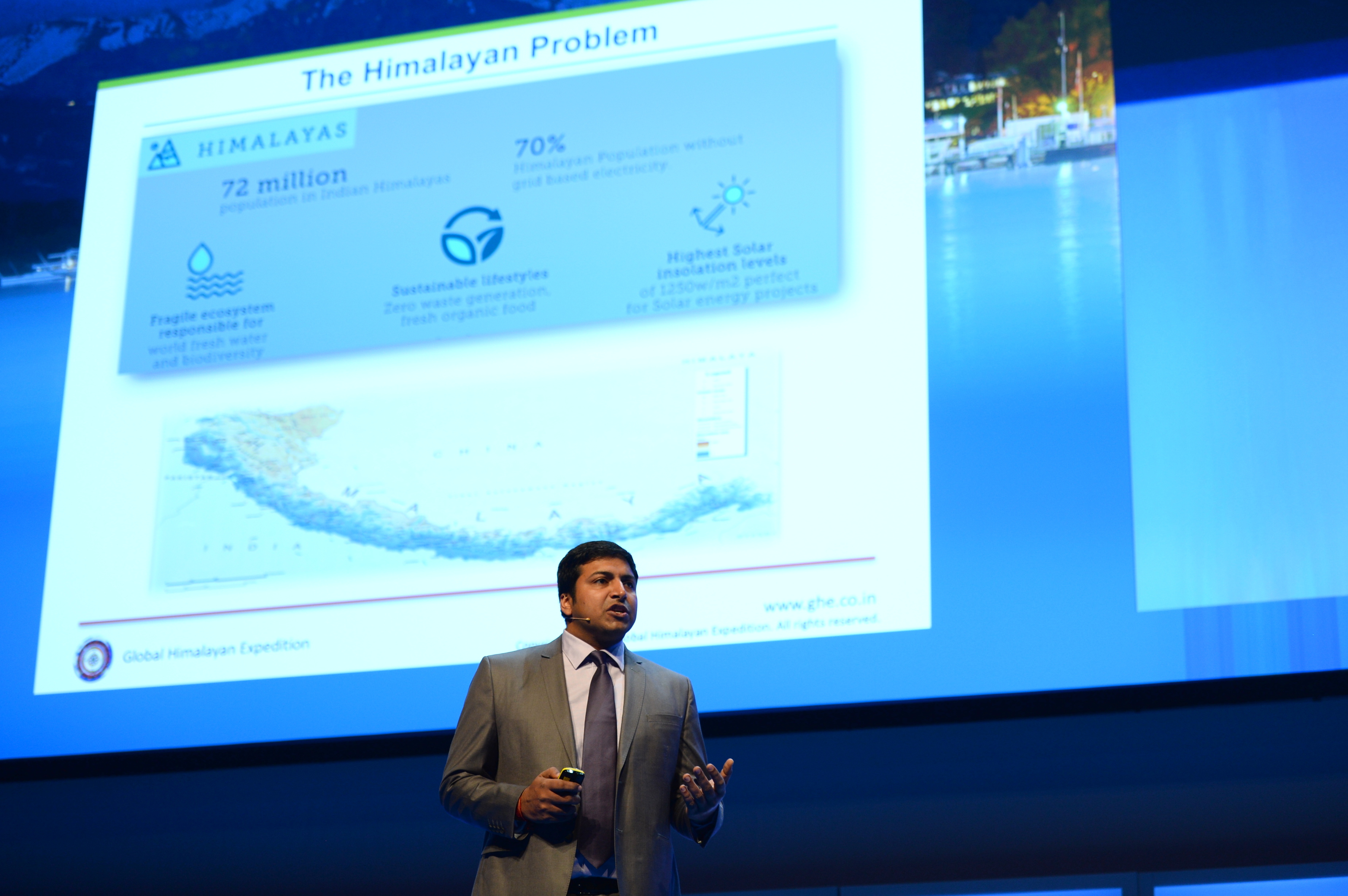 Paras Loomba, founder of Global Himalayan Expedition, presents at the World Tourism Forum Lucerne