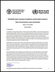 FAO/WHO (in collab. with OIE) expert meeting on foodborne AMR: Role of environment, crops and biocides – Summary report; June 2018