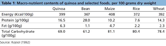 Nutritional value- International Year of Quinoa 2013