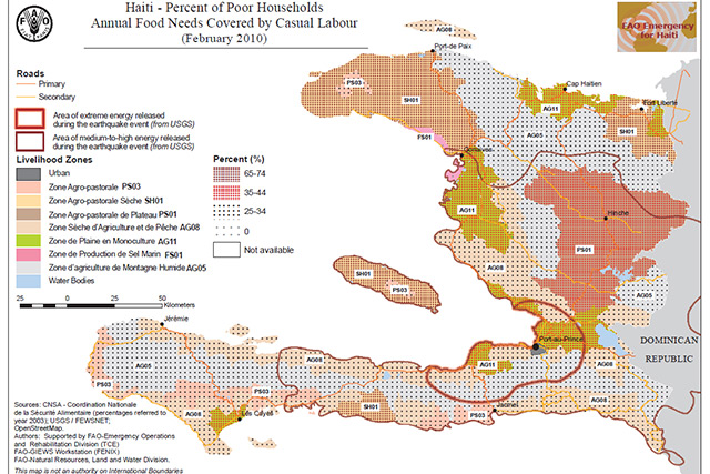 Haiti earthquake 2010 - Map of annual food needs covered by casual labour |  Resilience | Food and Agriculture Organization of the United Nations