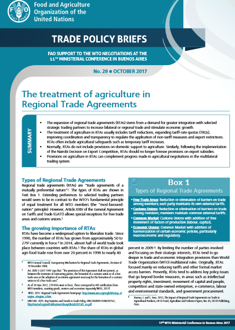 Role of trade agreements in the global cereal market and