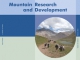 New Mountain Research and Development issue now online