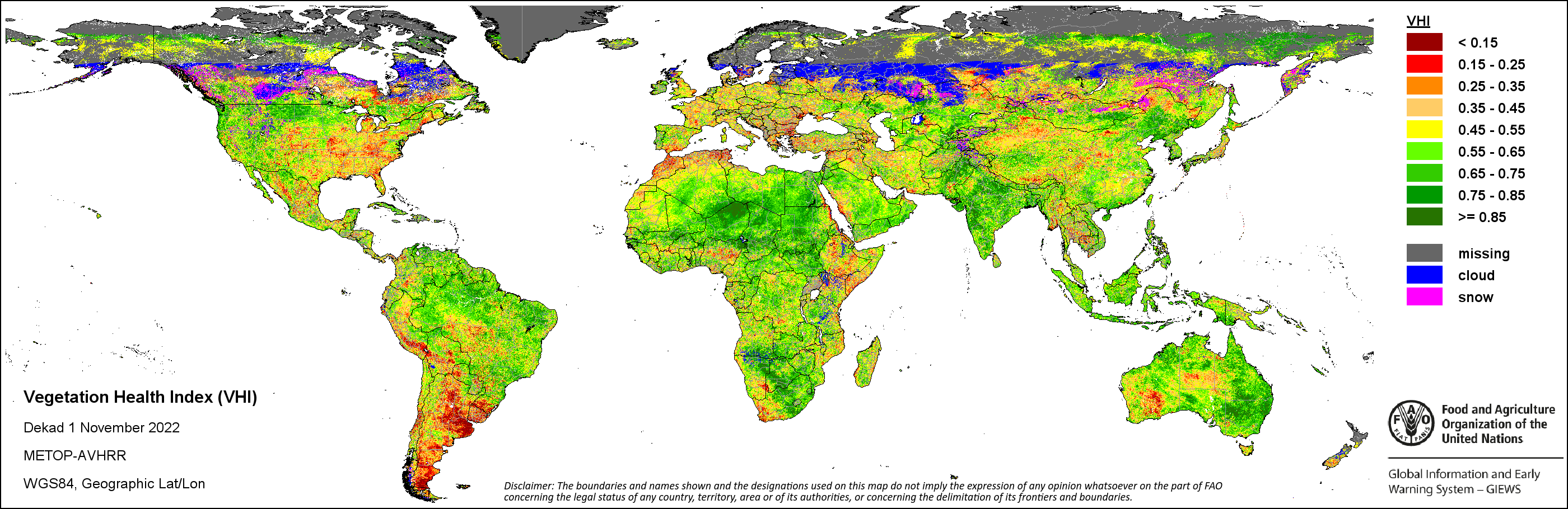 FAO,GIEWS, Earth Observation,METOP, NDVI, ASIS, VHI, VCI,ECWMF ...