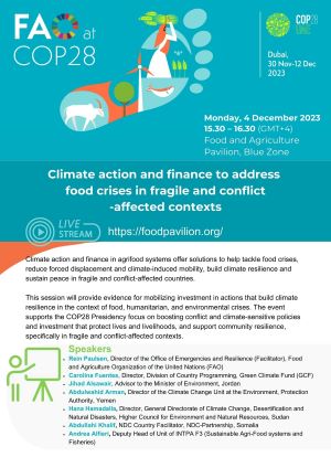 Climate action and finance to address food crises in fragile and conflict-affected contexts for small